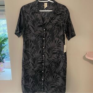 BODYBAG‎ BY JUDE Grey Tropical Print Button Dress NEW
